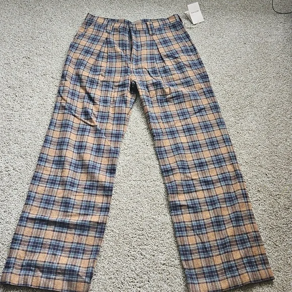 NWT Mother Denim Pleated Maven Prep Sneak Trousers In Delta Dawn Plaid size 30 - Picture 7 of 9